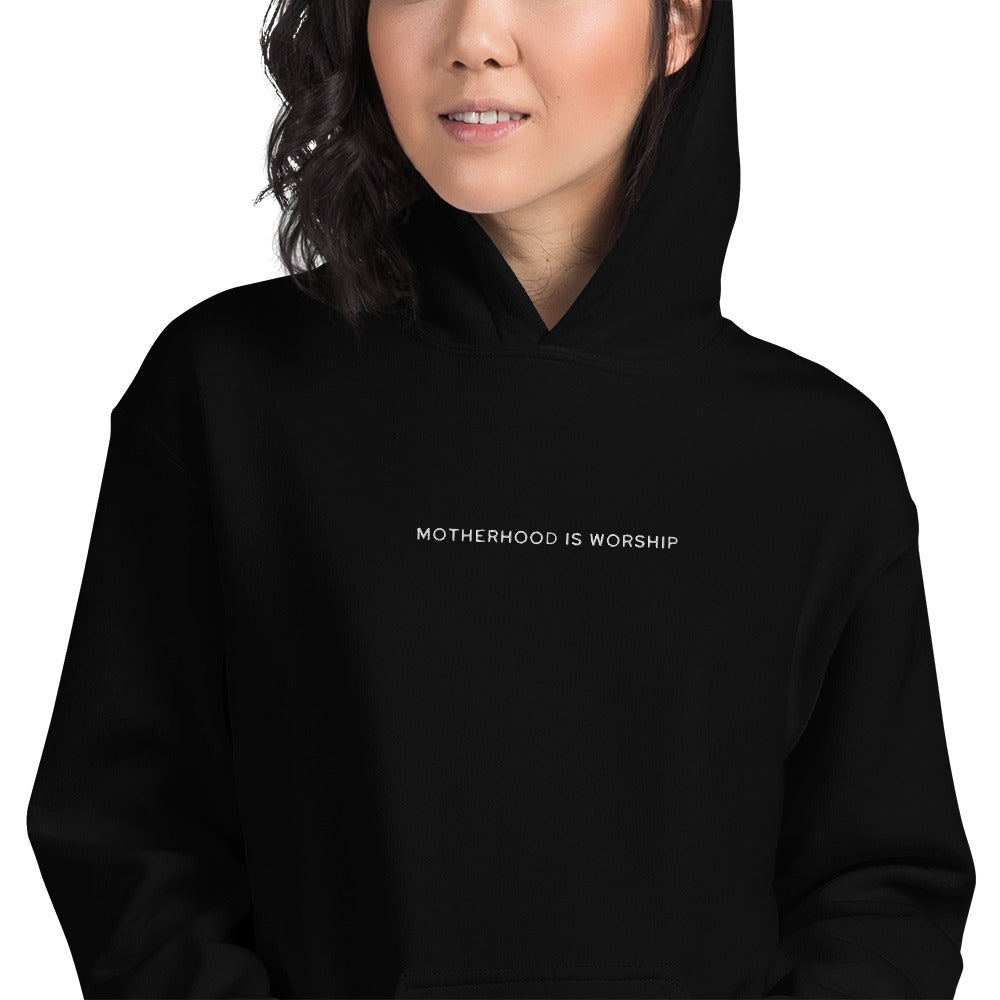 Motherhood Is Worship Embroidered Hoodie