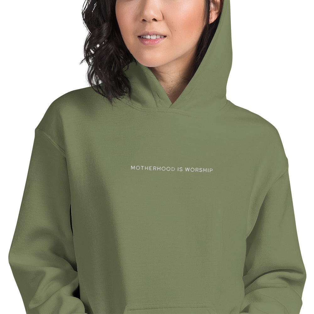 Motherhood Is Worship Embroidered Hoodie